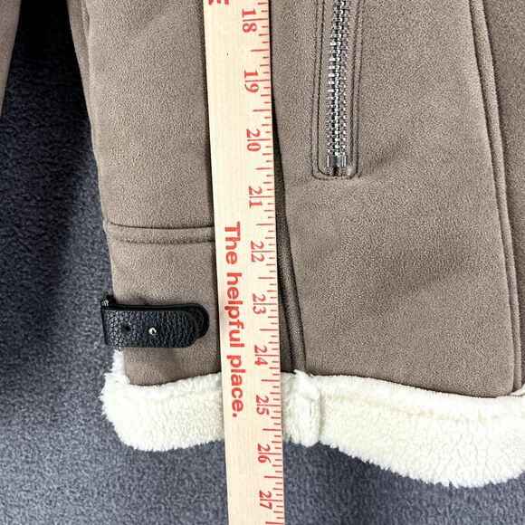 DRIFTWOOD Jacket womens Small faux‎ suede beige embroidered sleeves Fleece lined - Picture 10 of 16